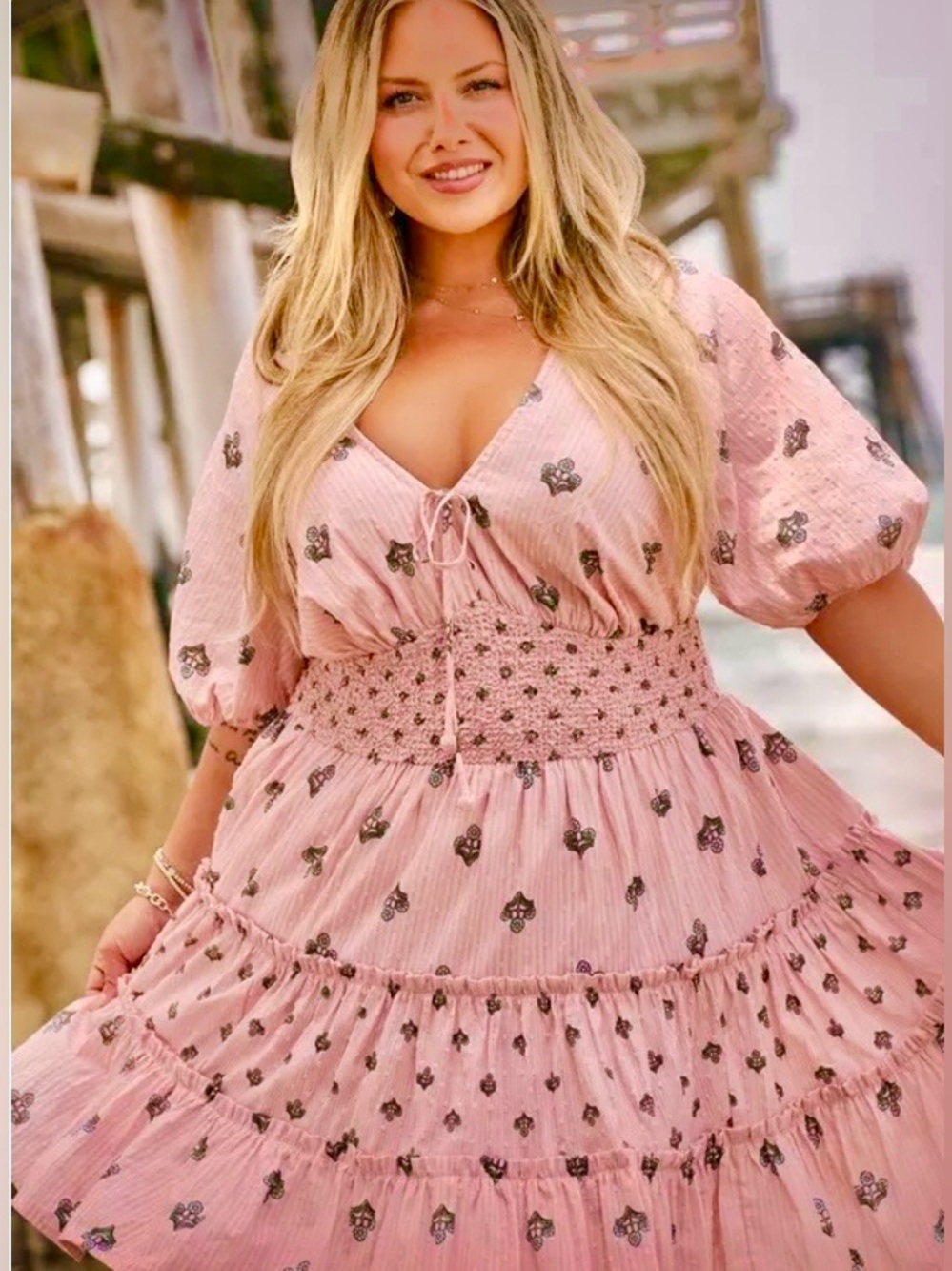 Torrid Pink Smocked Tiered Mini Dress
SIZE 2 = 18/20 *NWT* - Picture 9 of 13